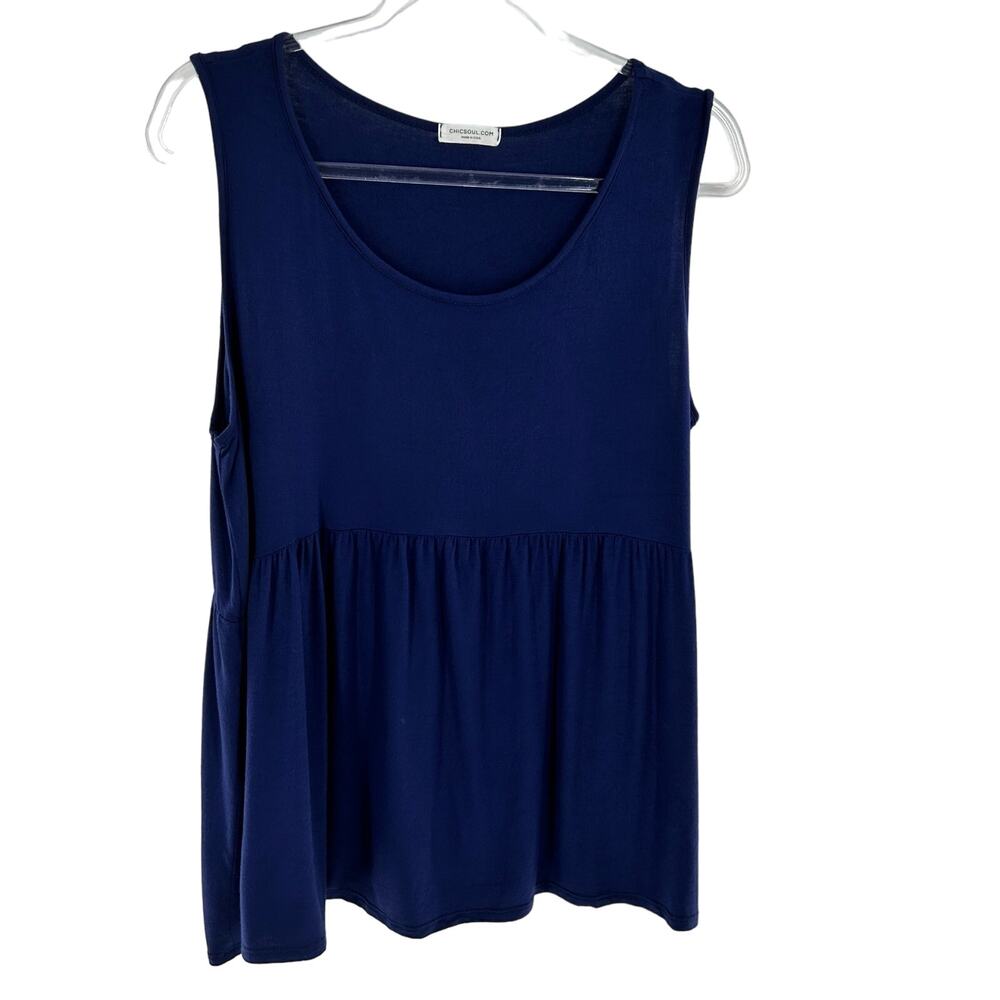 Chic Soul Blue Sleeveless Peplum Tank Top Women's Size 2XL